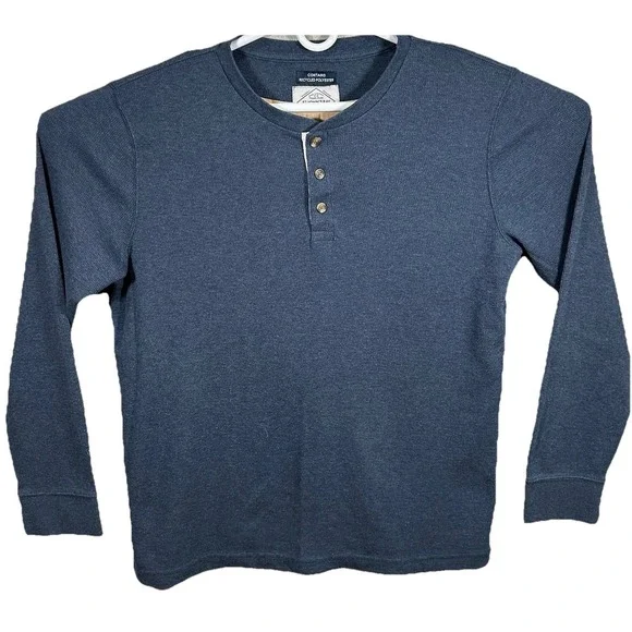 St. John's Bay Shirt Henley Sweater Men's Extra Large Long Sleeve Blue Knit - Picture 2 of 7